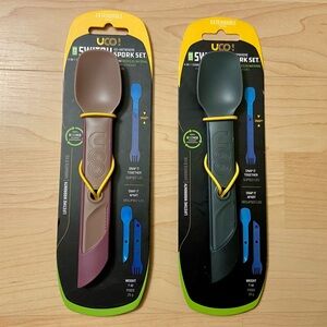 Lot of 2 UCO Switch Spork Utensil Set 4-in-1 Camping Cutlery Purple Grey New